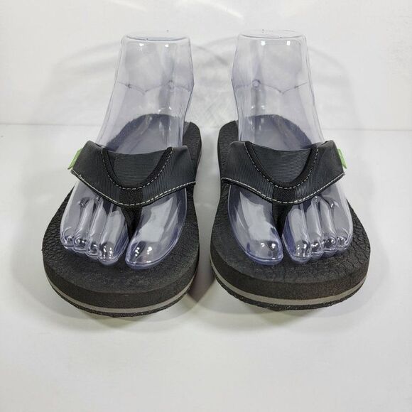 Sanuk Youth 2-3 Root Beer Cozy Flip Flop Sandals Black Casual Flats SBS2914 - Picture 3 of 8